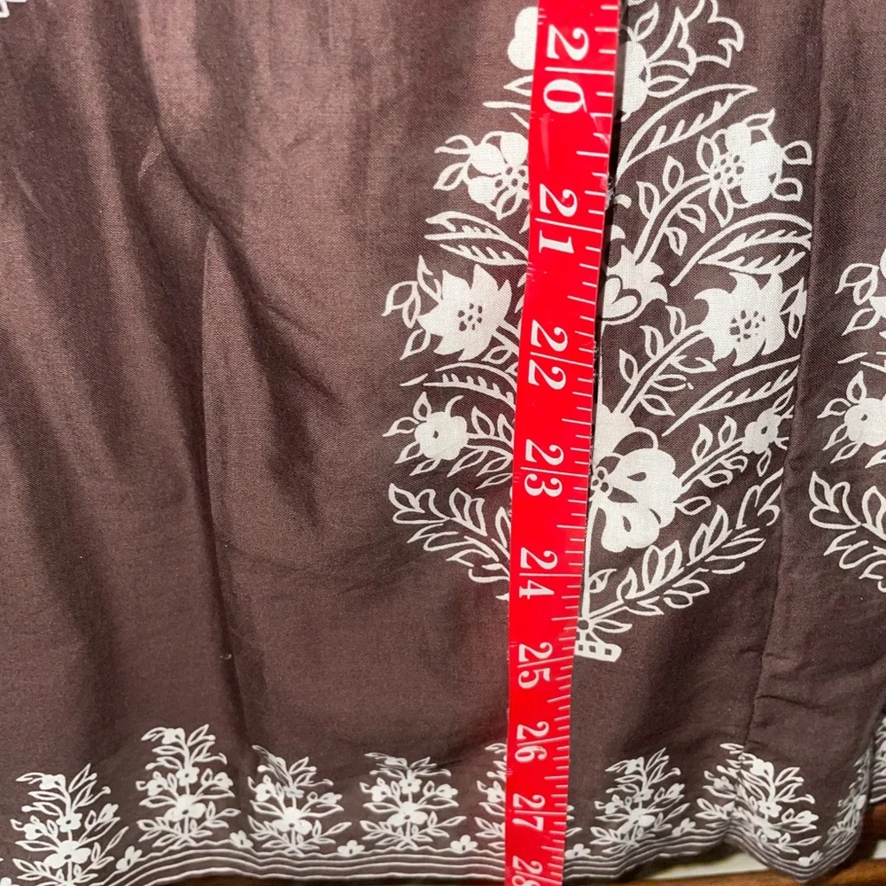 Jones New York Brown Midi A-Line Skirt with Embellishments